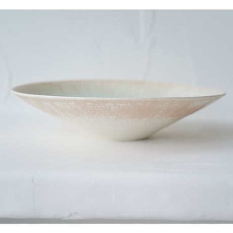 NO.27-B　　岩崎龍二　Φ25.8㎝　　リム鉢　　　桃＋アイスグリーン