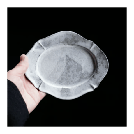 隣窯　　曇天輪花オーバル皿  size：S 　ｗ18㎝　C