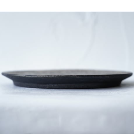 NO.20-3　芳賀稔　黒銀7寸プレート　Φ20.5㎝