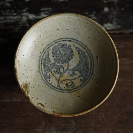 梅本尋司　U-13　青花牡丹文台皿　中国