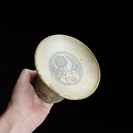 梅本尋司　U-13　青花牡丹文台皿　中国