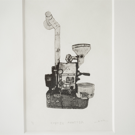 古屋郁　銅版画　52「COFFEE ROASTER」　ed.2/7