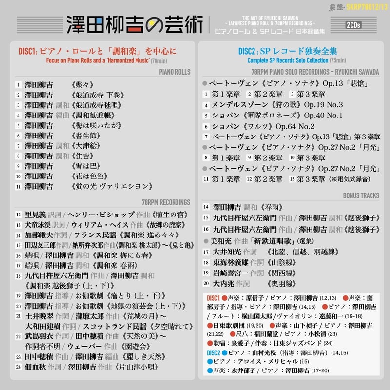 日本人初のショパン弾き「澤田柳吉の芸術 日本録音集」（CD2枚組） 日本人初のショパン弾き「澤田柳吉の芸術 日本録音集」（2枚組） / The