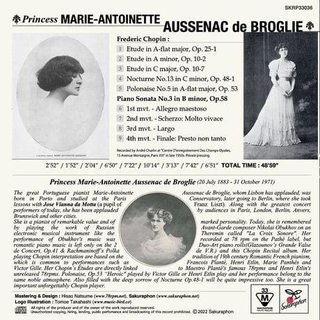 Princess Marie-Antoinette Aussenac de Broglie plays CHOPIN (This is Digital Item)