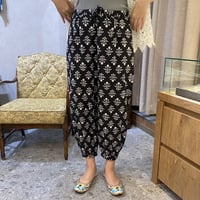 【FLORAL PRINT WITH BLACK STRIPES】インドコットンパンツ