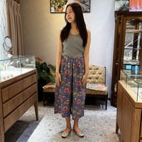 【MULTI COLOR FLORAL PRINT】フラワーインドコットンワイドパンツ(サイドファスナー)