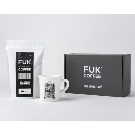 ＜ニシクボサユリデザイン＞3レター マグカップ  & FUK COFFEE オリジナルブレンド豆 250g ギフト