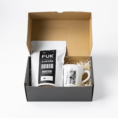 ＜ニシクボサユリデザイン＞3レター マグカップ  & FUK COFFEE オリジナルブレンド豆 250g ギフト