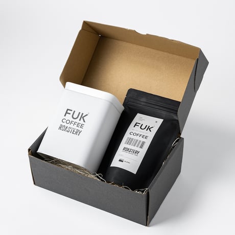 FUK COFFEE キャニスター & FUK COFFEE オリジナルブレンド豆 150g ギフト
