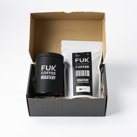 FUK COFFEE キャニスター & FUK COFFEE オリジナルブレンド豆 250gギフト