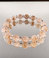 宇宙の叡智と運命の扉を開く｜九眼リビアングラス天珠×ギベオン×水晶ブレスレット 宇宙の叡智と運命の扉を開く｜九眼リビアングラス天珠