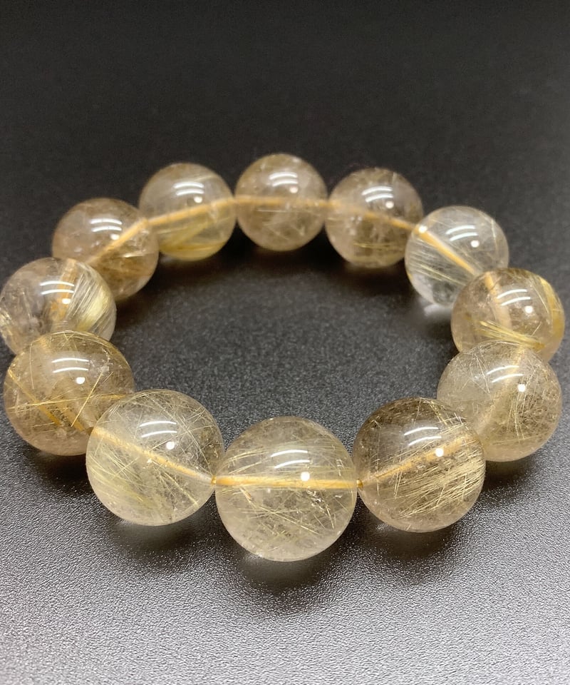 高品質　新入荷　ミックスルチルブレス超大玉約14.7㎜（新品未使用）金運虹あり 大玉ミックスルチルクォーツ ブレスレット | Naturaltreasure