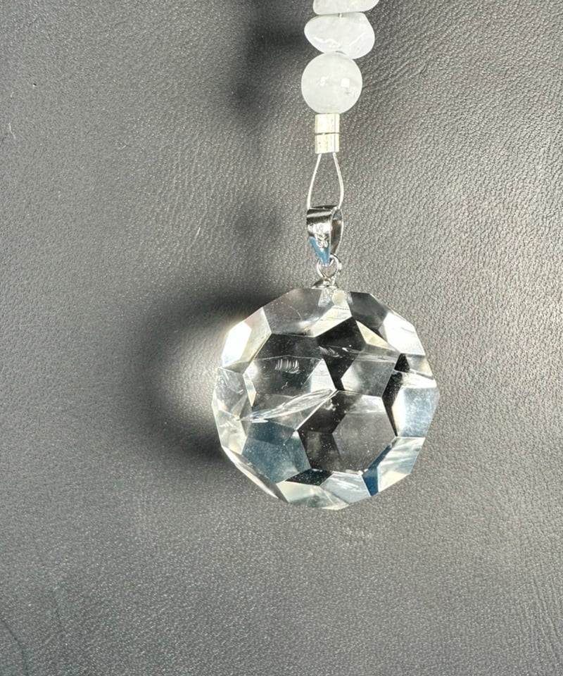 フラーレンカット天然水晶 アクアマリンさざれ サンキャッチャー