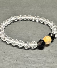 ゴールドルチルとスピネルと水晶のブレスレット