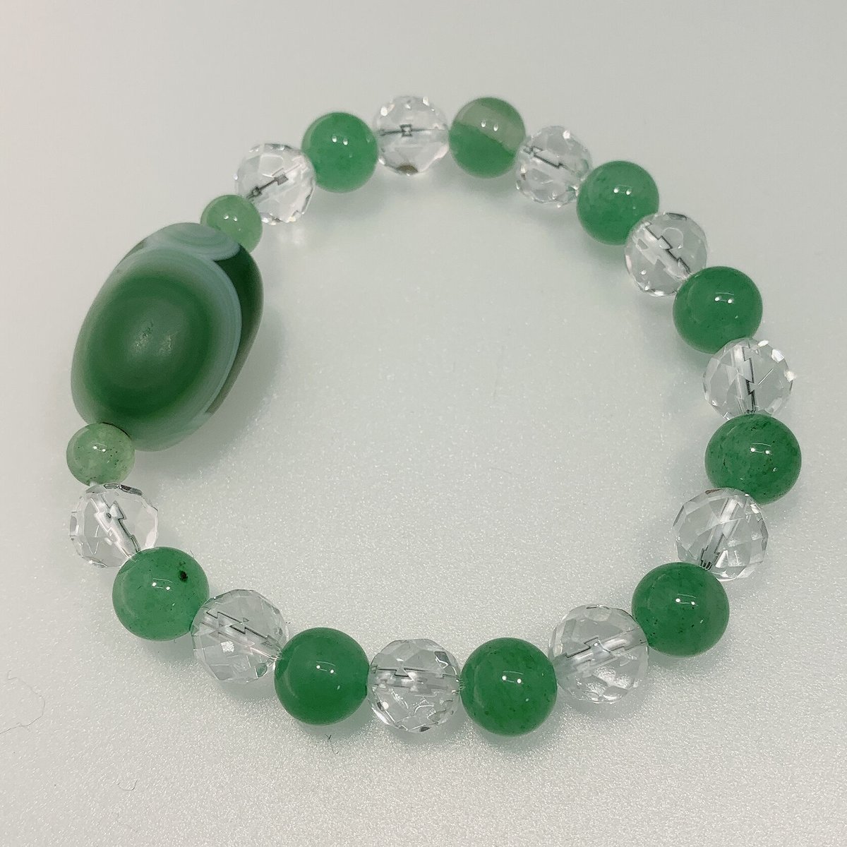 022197水晶共生瑪瑙ブレスレット13〜14ミリ、16センチ