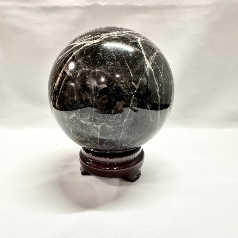モリオン(黒水晶)丸玉 置き石 台座付き 直径13.5cm | うさぎ屋 モリオン(黒水晶)丸玉 置き石 台座付き 直径13.5cm | うさぎ屋