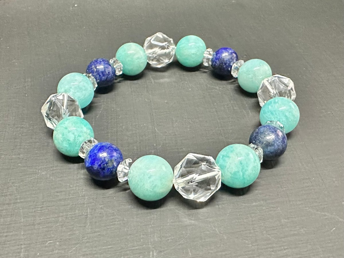 ラピスラズリとアマゾナイトと水晶のブレスレット | うさぎ屋