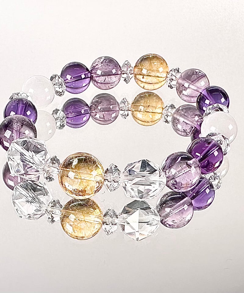 スモーキーシトリン　アメジスト　大玉　ブレスレット スモーキーシトリン アメジスト 大玉 ブレスレット スモーキーシトリン