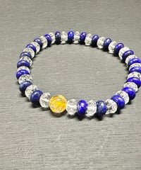 ゴールドルチルとラピスラズリと水晶のブレスレット