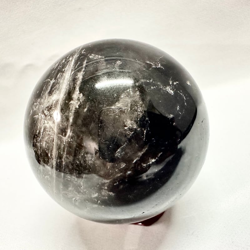モリオン(黒水晶)丸玉 置き石 台座付き 直径6.4cm | うさぎ屋 モリオン(黒水晶)丸玉 置き石 台座付き 直径6.4cm | うさぎ屋