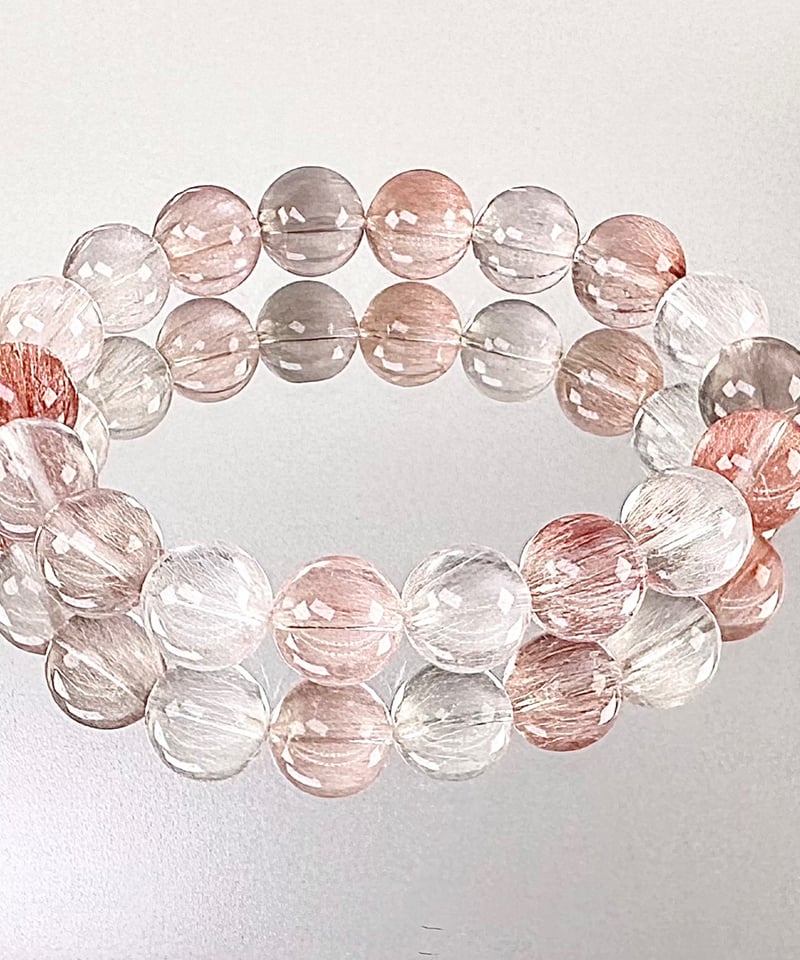 訳あり　11mm　ピンクサゲニティッククォーツ　ブレスレット サゲニティッククォーツ 11mm | うさぎ屋