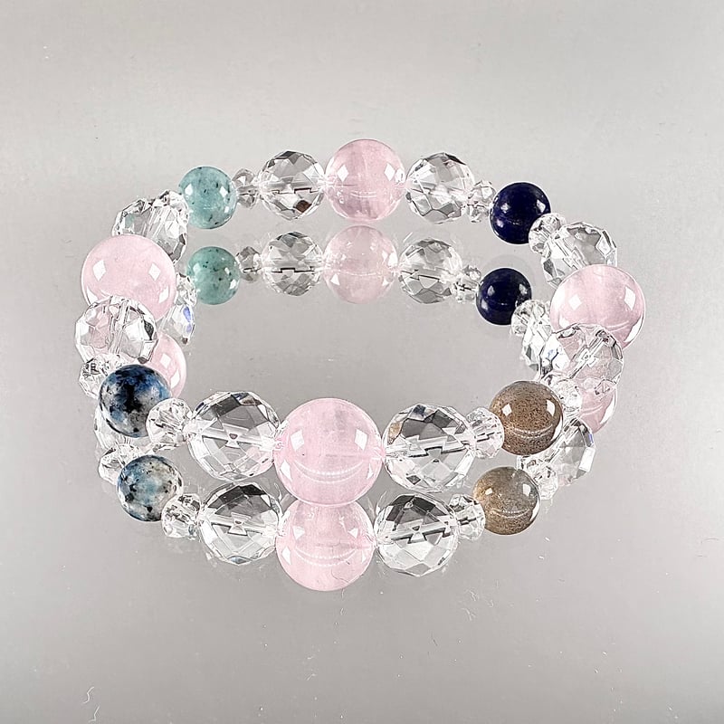 ルチル　ローズクオーツ　ラブラドライト　パワーストーンブレス　内径約16cm ルチル ローズクオーツ ラブラドライト パワーストーンブレス