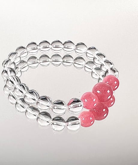 高品質インカローズと水晶のシンプルブレス