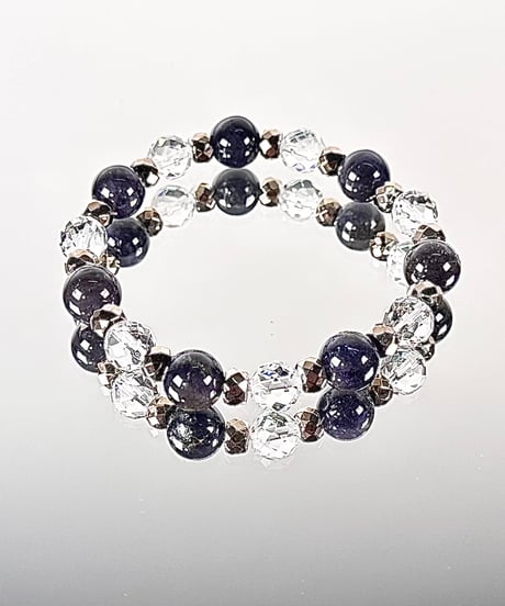 アイオライト　水晶　ヘマタイト　ブレスレット