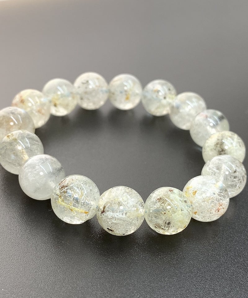 白雲母入り水晶 13㎜のブレスレット Ⅰ | うさぎ屋