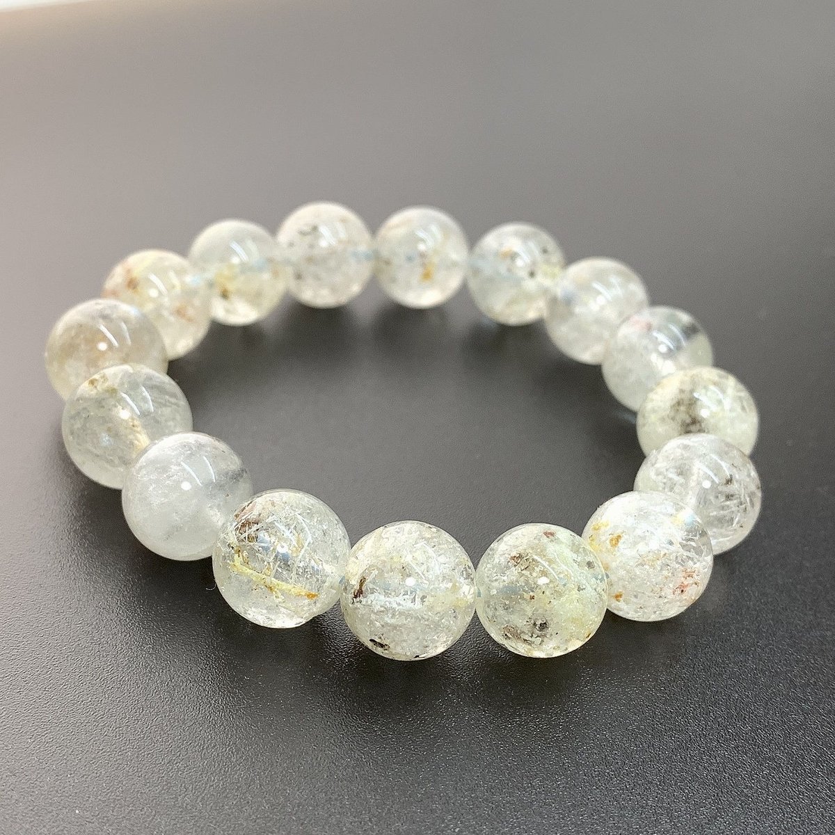白雲母入り水晶 13㎜のブレスレット Ⅰ | うさぎ屋