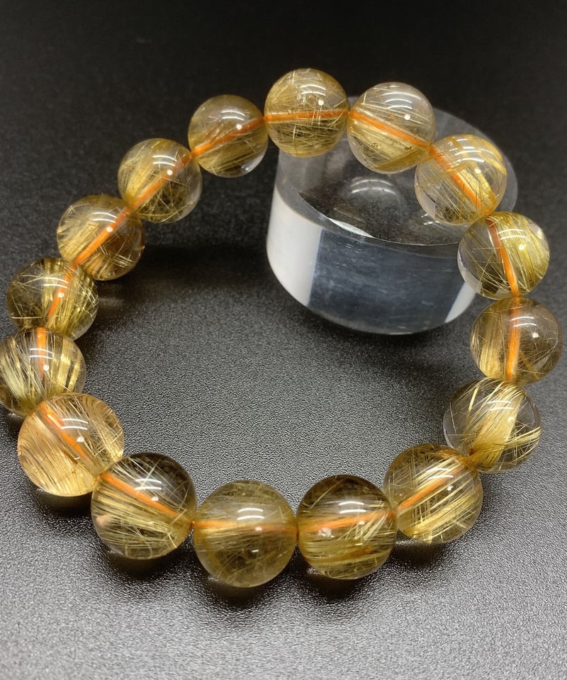 【財運・金運・事業運up❗️】レインボー☆タイチンルチル 大玉ブレスレットB162 財運・金運・事業運up❗️】レインボー☆タイチンルチル 大玉