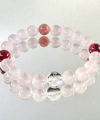 木之花咲耶姫　桜のブレスレット　ローズクォーツ・合成スタールビー・インカローズ