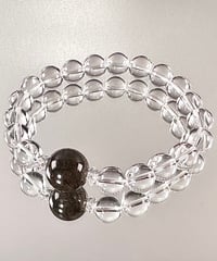 水晶とブラックルチルのシンプルブレスレット