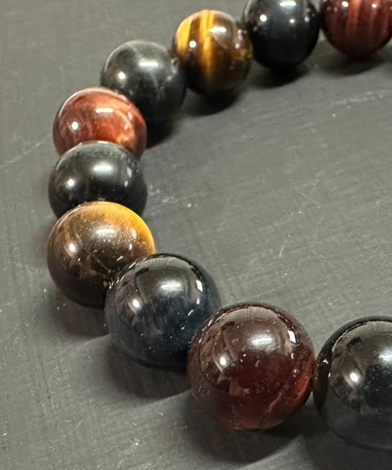 ブルー・レッド・イエロー タイガーアイ ミックスブレスレット | うさぎ屋