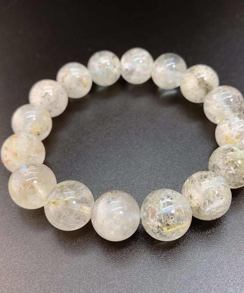 ホワイトクリスタルブレスレット 白雲母入り水晶 13㎜のブレスレット Ⅰ | うさぎ屋