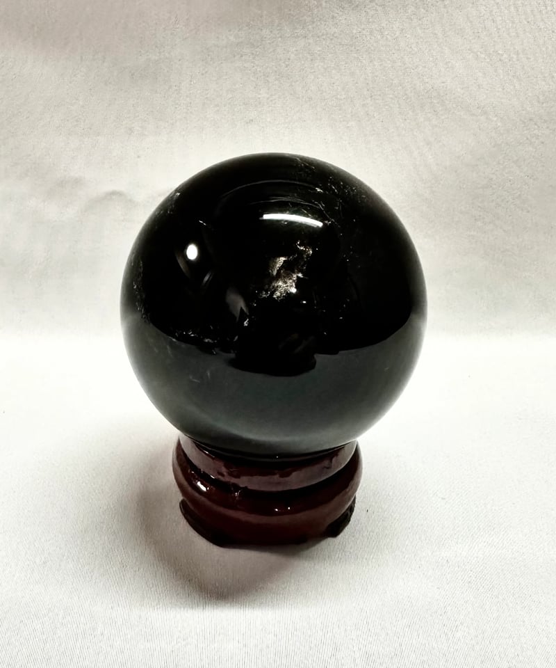 台座付き水晶 モリオン(黒水晶) 丸玉 台座付き 直径 約35mm〜39mm : エスピー