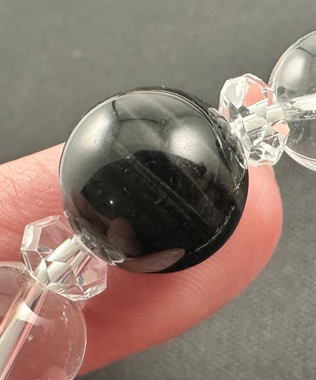 ブラックタイガーアイと水晶のブレスレット