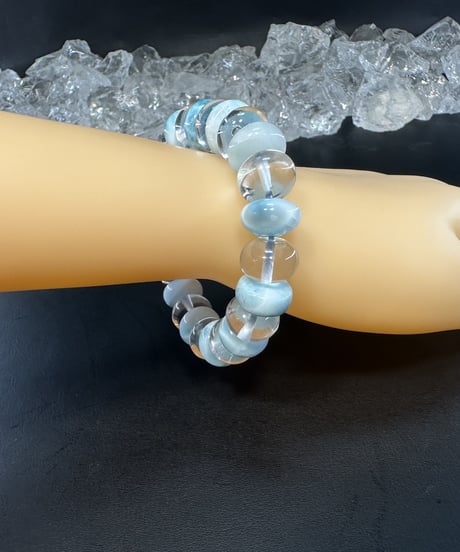 ラリマー　水晶　癒しのブレスレット