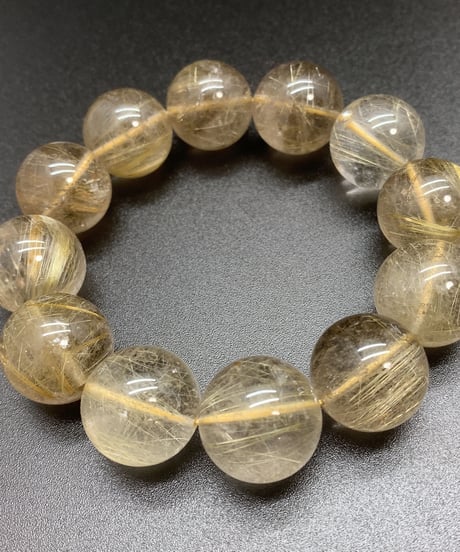 金運UP！　大玉シャンパンゴールドルチル　18～18.5㎜　圧巻のブレスレット