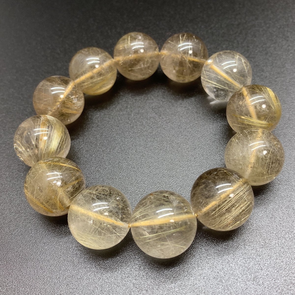 【金運、仕事運アップ】希少！ゴールド・レッドルチルシラー入り⭐Ꭱ194 1点ものB・金運アップ】ゴールドルチルクォーツブレスレッド