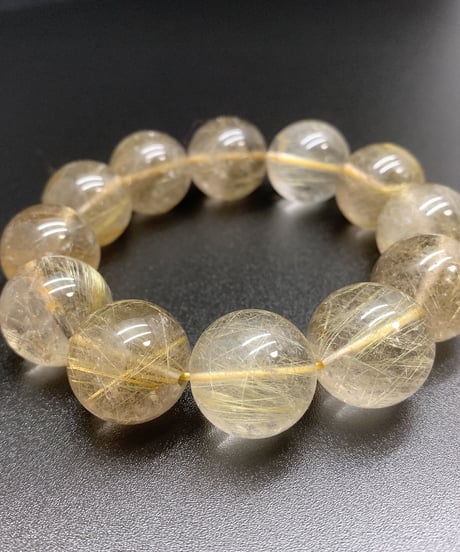 金運UP！　大玉シャンパンゴールドルチル　18～18.5㎜　圧巻のブレスレット
