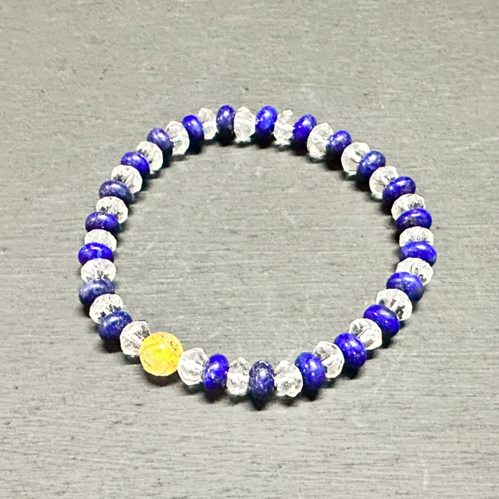 ゴールドルチルとラピスラズリと水晶のブレスレット | うさぎ屋