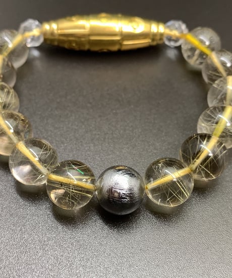 金運UP！　最強九眼天珠と宇宙からのギベオン隕石とゴールドルチルのブレスレット