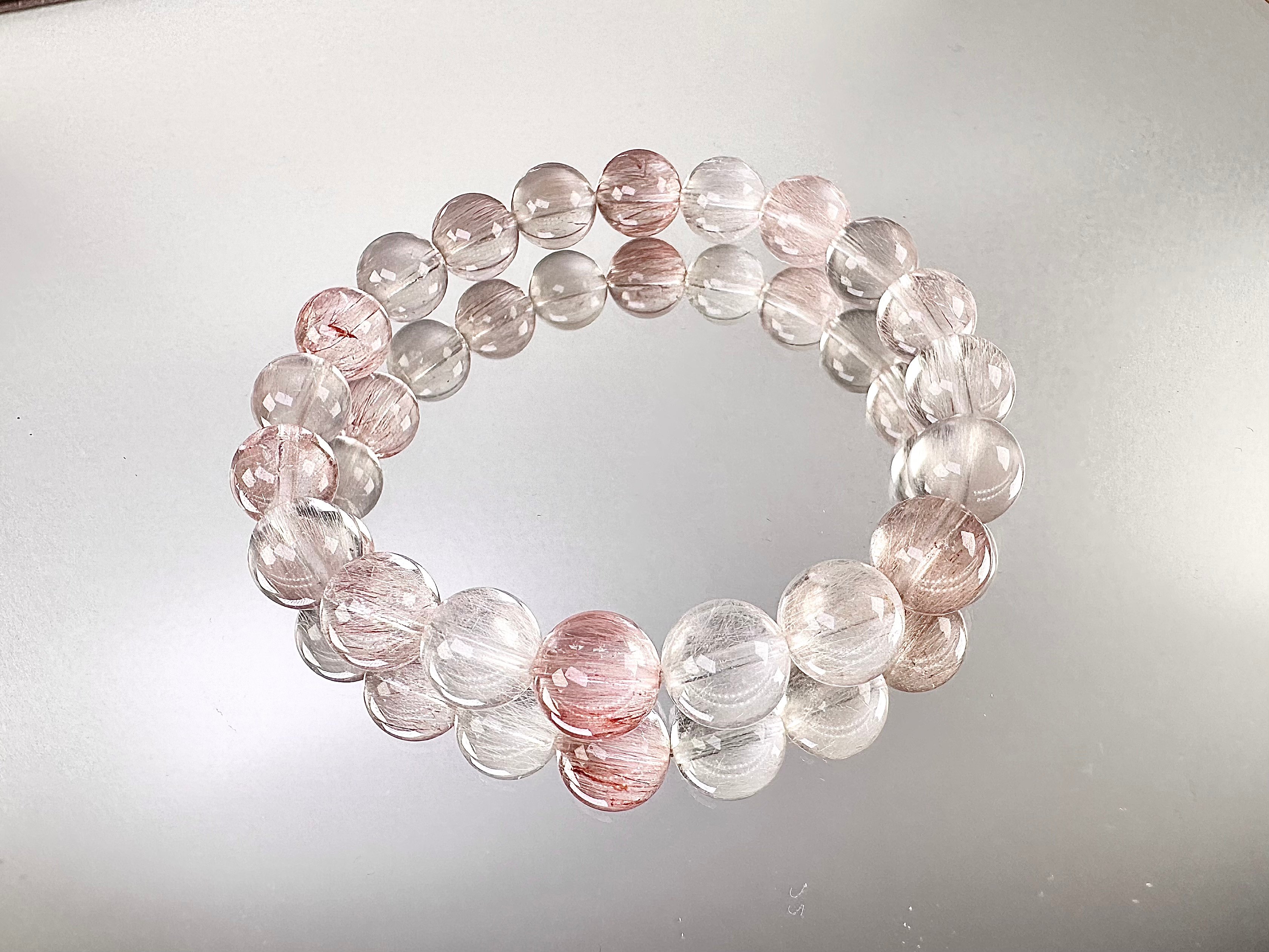 ホワイトサゲニティック　10ミリ　内周17cm サゲニティッククォーツ 10～10.5mm | うさぎ屋