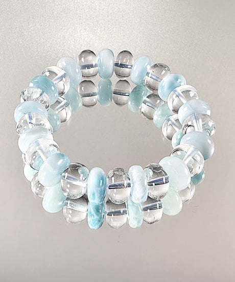 ラリマー　水晶　癒しのブレスレット