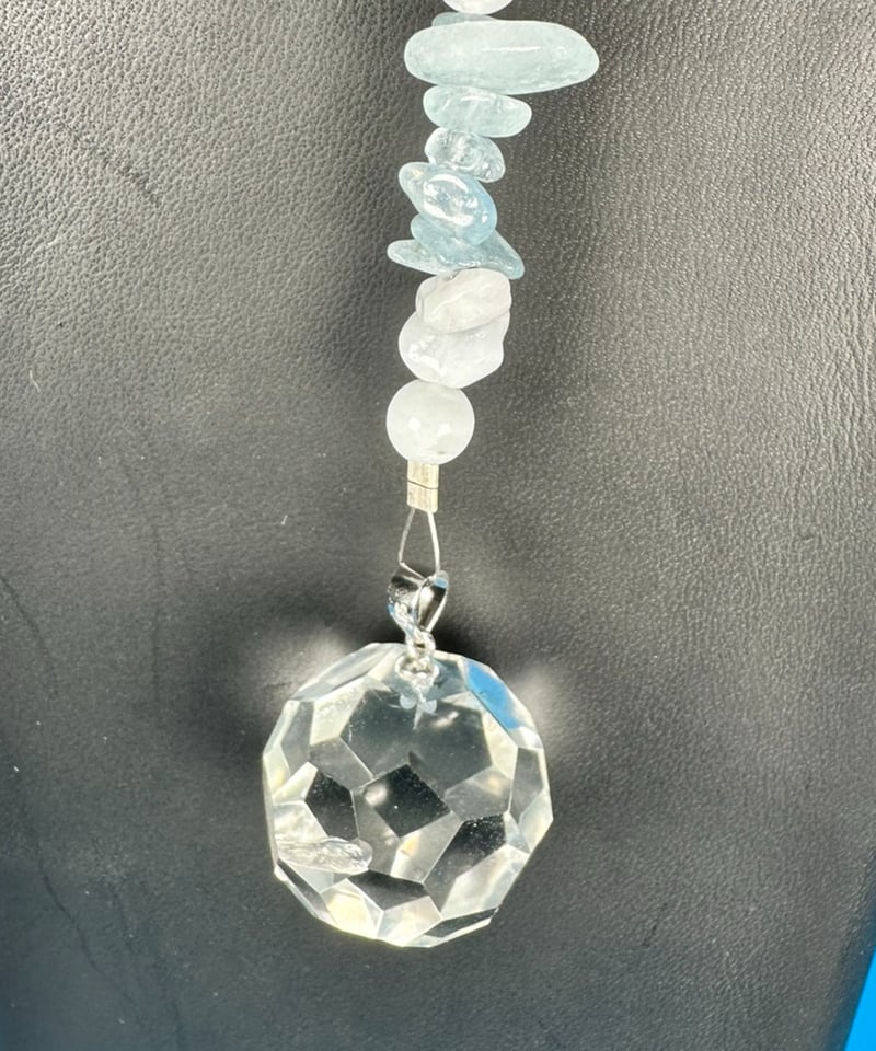 フラーレンカット天然水晶 アクアマリンさざれ サンキャッチャー