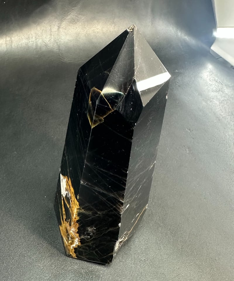 特大サイズ 天然石✩.*˚六方石モリオン　ポイント✩.*˚ モリオン（黒水晶）ポイント 置き石 高さ17.5cm | うさぎ屋