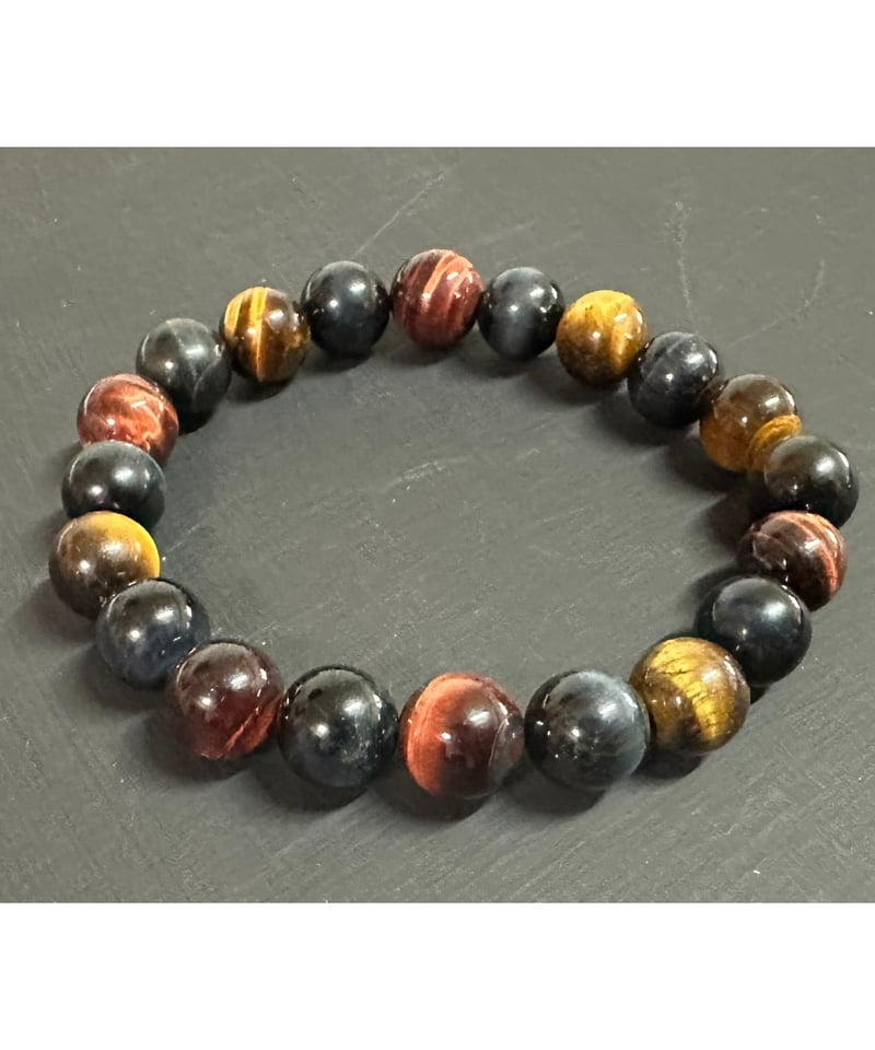 ブルー・レッド・イエロー タイガーアイ ミックスブレスレット | うさぎ屋