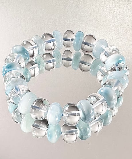 ラリマー　水晶　癒しのブレスレット