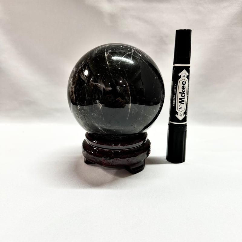 モリオン(黒水晶)丸玉 置き石 台座付き 直径10.1cm | うさぎ屋 モリオン(黒水晶)丸玉 置き石 台座付き 直径10.1cm | うさぎ屋
